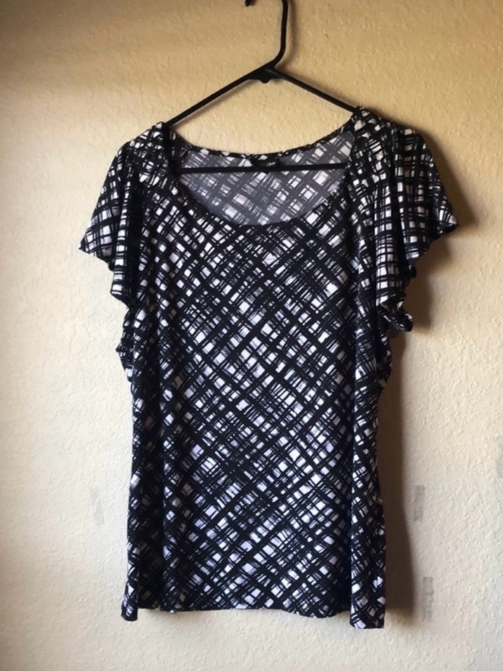 East 5th Blouse Women’s Black & White Crew Neck Classic Short Sleeve Top Top XL